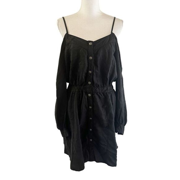 The Kooples Womens Cold Shoulder Dress Size 3 Summer Lyocell Black Casual - Picture 1 of 5
